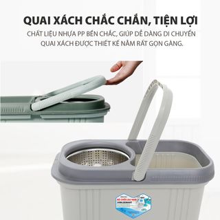 Bộ Chổi Lau Nhà Jubilee Mart Tự Vắt Thông Minh, Bộ Lau Nhà 360 Độ Giá Rẻ Thông Minh Kèm Thùng Và Bông Lau