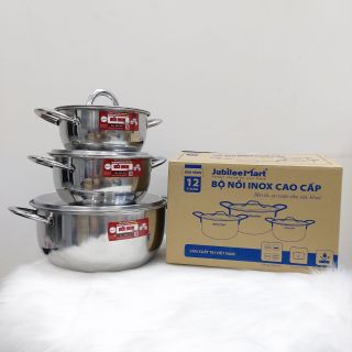 DÙNG ĐƯỢC BẾP TỪ Bộ Nồi Inox 430 Cao Cấp Jubilee Mart, Bộ Nồi Inox Mini Không Kén Bếp, Nồi Inox Giá Rẻ cho mọi gia đình