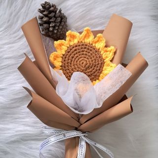 Bó hoa len handmade, bó hoa hướng dương bằng len, bó hoa làm quà tặng giá sỉ