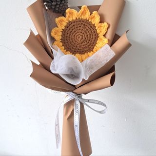 Bó hoa len handmade, bó hoa hướng dương bằng len, bó hoa làm quà tặng