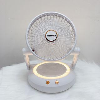 Quạt tích điện mini để bàn Jubilee Mart 2400mAh có đèn LED, 3 chế độ gió xoay 90 độ đầu USB đa năng