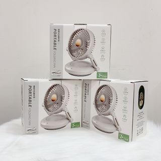 Quạt tích điện mini để bàn Jubilee Mart 2400mAh có đèn LED, 3 chế độ gió xoay 90 độ đầu USB đa năng