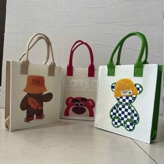 Túi vải nỉ tote tiện lợi đa năng họa tiết hoạt hình gấu dâu  hàng có sẵn