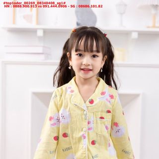 ☘️Hàng sỉ HN☘️ Bộ pizama dài tay cho bé gái, chất liệu thô lụa mềm mịn, size 1t-10t, top1oder_00269_08340408_sg1 giá sỉ