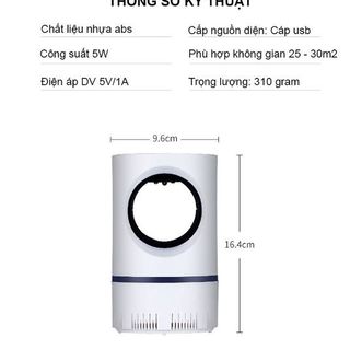 Đèn bắt muỗi thông minh 17,5x10cm nguồn usb