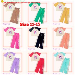 Hàng sỉ SGBộ áo croptop quần ống rộng bé gái, in hình gấu dâu, size 11-15 từ 40-55kg, top1dropship_00208_09080208_sg1