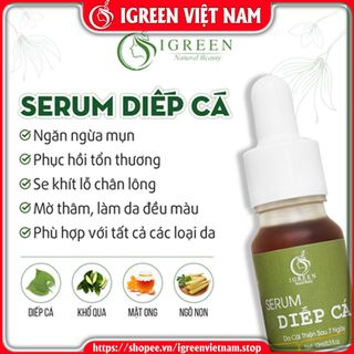 Serum trị mụn diếp cá igreen công dụng giảm mụn giảm thâm se khít lỗ chân lông thành phần từ thiên nhiên
