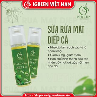 Sữa rửa mặt diếp cá Igreen thành phần thiên nhiên giảm mụn, giảm thâm, sạch khuẩn bã nhờn, se khít lỗ chân lông