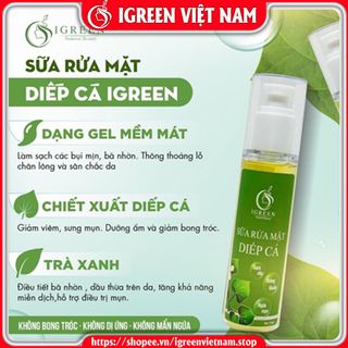 Sữa rửa mặt diếp cá Igreen thành phần thiên nhiên giảm mụn, giảm thâm, sạch khuẩn bã nhờn, se khít lỗ chân lông