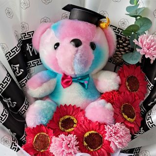 Bó hoa hướng dương kèm gấu tốt nghiệp, bó hoa gấu tốt nghiệp, quà tặng tốt nghiệp