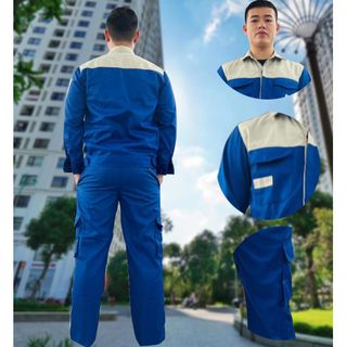 M35 - Bộ quần áo bảo hộ lao động ( BHLĐ) dài tay bằng vải Kaki liên doanh 3.1 cho công nhân, kỹ sư
