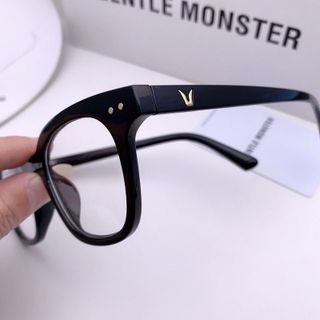 Mắt kính nữ nam giả cận gọng chữ V thời trang phong cách Hàn Quốc kính mát không độ chống tia UV thay được tròng cận 050