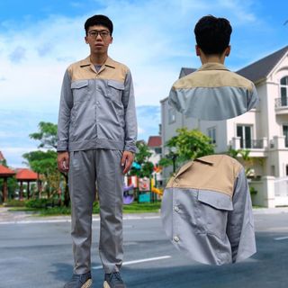 M22 - Bộ quần áo bảo hộ lao động ( BHLĐ) dài tay bằng vải Kaki liên doanh 3.1 cho công nhân, kỹ sư