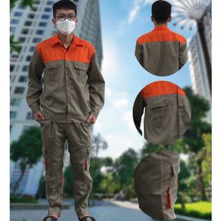 M16 - Bộ quần áo bảo hộ lao động ( BHLĐ) dài tay bằng vải Kaki liên doanh 3.1 cho công nhân, kỹ sư