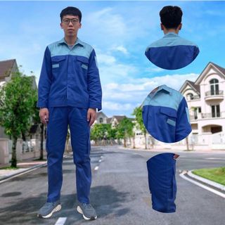 M05- Bộ quần áo bảo hộ lao động ( BHLĐ) dài tay bằng vải Kaki liên doanh 3.1 cho công nhân, kỹ sư giá sỉ