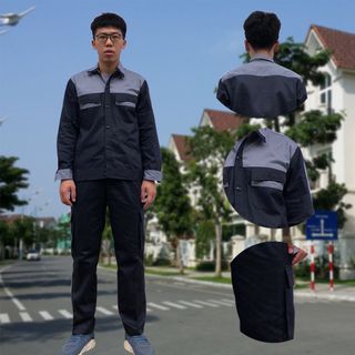 M18 - Bộ quần áo bảo hộ lao động ( BHLĐ) dài tay bằng vải Kaki liên doanh 3.1 cho công nhân, kỹ sư