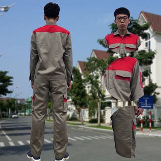 M12 - Bộ quần áo bảo hộ lao động ( BHLĐ) dài tay bằng vải Kaki liên doanh 3.1 cho công nhân, kỹ sư