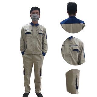 K02 - Bộ quần áo bảo hộ lao động ( BHLĐ) dài tay khóa kéo bằng vải Kaki liên doanh 3.1 cho công nhân, kỹ sư