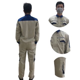 K02 - Bộ quần áo bảo hộ lao động ( BHLĐ) dài tay khóa kéo bằng vải Kaki liên doanh 3.1 cho công nhân, kỹ sư giá sỉ