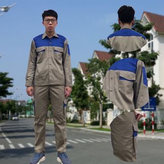 M13 - Bộ quần áo bảo hộ lao động ( BHLĐ) dài tay bằng vải Kaki liên doanh 3.1 cho công nhân, kỹ sư