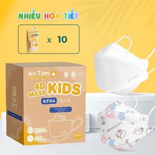 Thùng 100 chiếc khẩu trang cho bé - 4D KIDS - chinh hãng mã QR đầy đủ giá sỉ