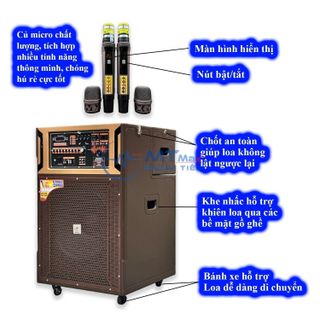 Loa Kéo Karaoke BK48- Công Suất Mạnh Mẽ 1000W, Bass Siêu Khủng 50cm Siêu Trầm, Tặng Kèm 2 Micro Không Dây Thông Minh,Bảo Hành 12 Tháng.