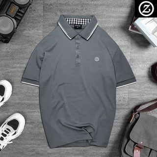 Áo POLO thời trang nam ZMODE1 bo kẻ, chất vải thấm hút tốt - Màu Xám