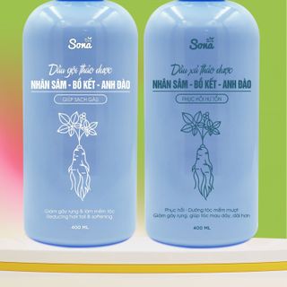 Bộ Dầu Gội - Dầu Xả Thảo Dược Sona 400ml Chiết xuất từ các loại thảo dược Nhân Sâm, Bồ Kết, Anh Đào