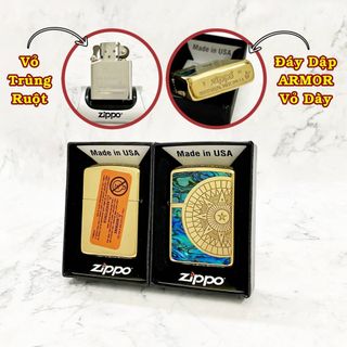 BẬT LỬA ZIPPO MỸ KHẢM XÀ CỪ HÌNH LA BÀN LỚN (ZIPPO ARMOR VỎ DÀY) - RUỘT USA (CÓ TEM ĐỎ) - (XÀI XĂNG) giá sỉ