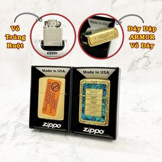 BẬT LỬA ZIPPO MỸ KHẢM XÀ CỪ KHẮC 5 MỘC ĐÁY ZIPPO QUA CÁC THỜI KỲ (ZIPPO ARMOR VỎ DÀY) - RUỘT USA (CÓ TEM ĐỎ) - (XÀI XĂNG) giá sỉ