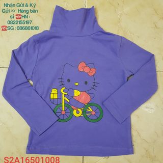 💖SỈ VKIDS💖 Áo thu đông bé gái, dài tay chất cotton,cổ lọ, màu tím, in hình mèo đạp xe, size 6t-7t, S2A16501008_09271108_sg1 giá sỉ