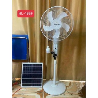 Quạt tích điện năng lượng mặt trời Quạt năng lượng sạch HL-198F, có khiển, 1 bóng đèn,  tấm năng lượng mặt trời,25W