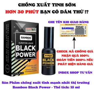 Chai xịt kéo dài quan hệ Bamboo Black Power 15m, chống xuất tinh sớm 100% chính hãng, tặng kèm bao cao su cao cấp