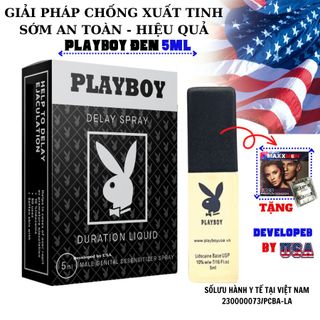 Chai xịt kéo dài quan hệ PLAYBOY ĐEN 5ml, chống xuất tinh sớm 100% chính hãng, có hóa đơn VAT tặng kèm bao cao su cao cấp
