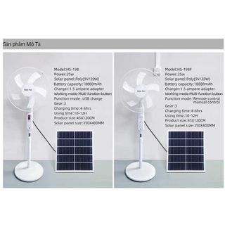 Quạt năng lượng mặt trời Tích điện Solar Fan HL-198F, HS-198F, HL-198F, 198F ngẫu nhiên. Công suất 25W