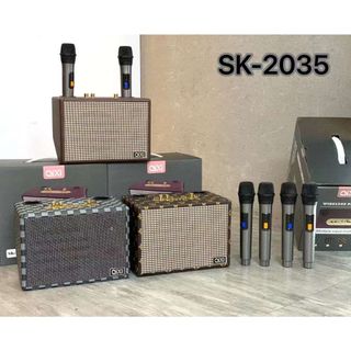 Loa Bluetooth SK-2035 , Có Sẵn 2 Micro Không Dây , Hát Karaoke Nghe Nhạc Bass Cực Đỉnh - Chuẩn qixi giá sỉ