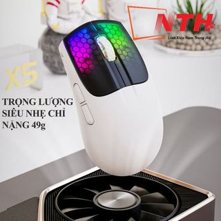 Chuột không dây ATTACK SHARK X5 kết nối 3 chế độ thiết kế chuột trọng lượng siêu nhẹ kèm theo đèn led RGB và 5 mức độ DPI