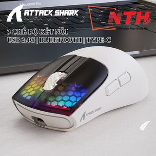 Chuột không dây ATTACK SHARK X5 kết nối 3 chế độ thiết kế chuột trọng lượng siêu nhẹ kèm theo đèn led RGB và 5 mức độ DPI