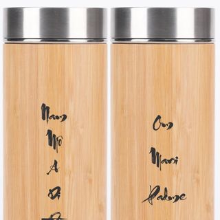 Bình cách nhiệt nóng lạnh, bình giữ nhiệt vỏ tre cao cấp có lọc trà inox dung tích 450ml- Decor Home An