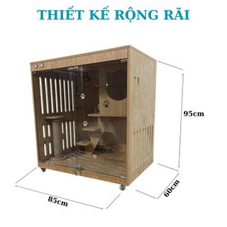 Chuồng Mèo Gỗ MDF Cốt Xanh Chống Ẩm, Nhà Cho Thú Cưng Giá Xưởng Không Cần Lắp Đặt