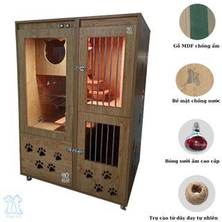 Chuồng Mèo Gỗ MDF Cốt Lõi Xanh Chống Ẩm, Nhà Cho Thú Cưng Giá Tại Xưởng Không Cần Lắp Đặt