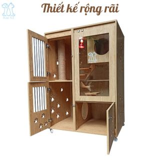 Chuồng Mèo Gỗ MDF Cốt Lõi Xanh Chống Ẩm, Nhà Cho Thú Cưng Giá Tại Xưởng Không Cần Lắp Đặt