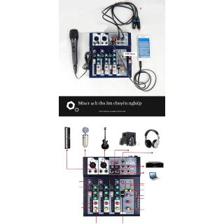 F4-USB 4 Kênh Mixing Console Thiết Bị Âm Thanh Chuyên Nghiệp DJ