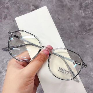 Kính cận thời trang mắt đa giác không độ chống ánh sáng xanh phong cách Hàn Quốc 052