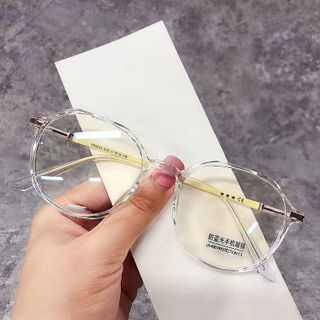 Kính cận thời trang mắt đa giác không độ chống ánh sáng xanh phong cách Hàn Quốc 052