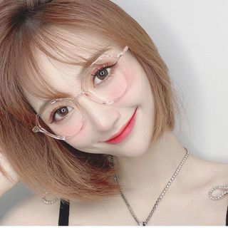 Kính cận thời trang mắt đa giác không độ chống ánh sáng xanh phong cách Hàn Quốc 052