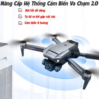Flycam mini K818 động cơ không chổi than - 3 camera quay phim chụp ảnh, Plycam điều khiển từ xa có cảm biến va chạm