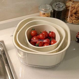Rổ Nhựa Đựng Đồ 6 Món Kèm Thau Rửa - Chất Liệu Nhựa Cao Cấp, Đựng Đồ Đa Năng Mẫu Mới 2023