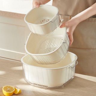 Rổ Nhựa Đựng Đồ 6 Món Kèm Thau Rửa - Chất Liệu Nhựa Cao Cấp, Đựng Đồ Đa Năng Mẫu Mới 2023