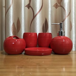 Bộ Đồ Dùng Gốm Xứ Phòng Tắm 5Món Hình Sò Phong Cách Âu IN LOGO THEO YÊU CẦU ( Hàng, Giá Tận Xưởng )
